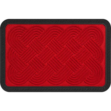 Relaxdays polypropylene doormat, knotted, weatherproof, non-slip, indoor & outdoor doormat, dirt-trapping mat, red (1/5)