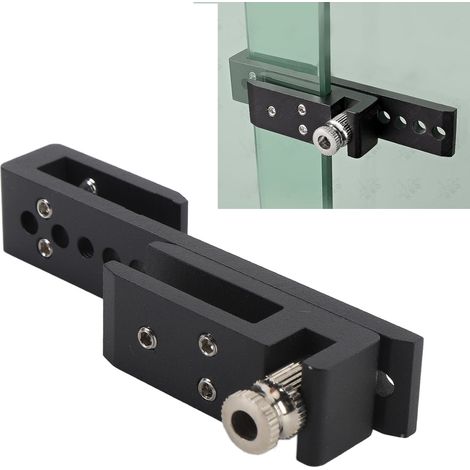 Serrure de porte coulissante sans cadre pour salle de douche, 12 trous, en acier inoxydable, pour salle de bain, idéale pour la maison ou l'hôtel, noire, 12 mm (1/5)