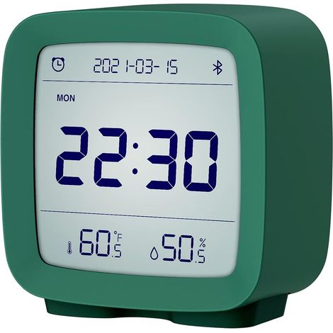 Radio-réveil numérique Bluetooth intelligent – Alarmes multiples, affichage de la température et de l'humidité, fonctionne sur piles, réglages via application (1/4)