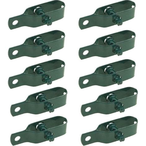 Lot de 10 tendeurs de fil de clôture électrique en acier au carbone pour bétail, bétail, chevaux, ferme, jardin, câble à cliquet, 96 mm d'épaisseur, vert (1/4)