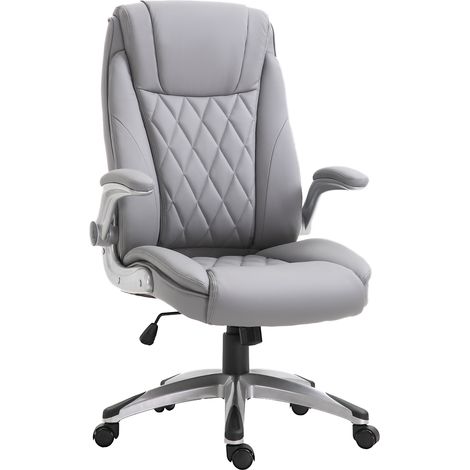 Faux Leather Executive Swivel Office Chair - Grey (1/5)