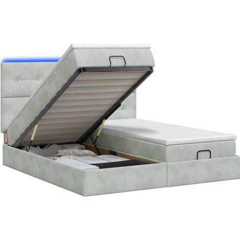 Maison Exclusive - Letto Ottomano con Materasso e LED Grigio Chiaro 200 x 200 cm (1/5)