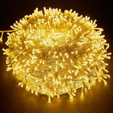 Outdoor string lights, 10 meters – 100 warm white LEDs – IP44 waterproof – remote control and timer. (1/5)