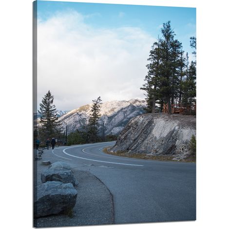 Stampa su tela "Strada naturale tra le montagne" 50x70 cm, Clima freddo, Inverno