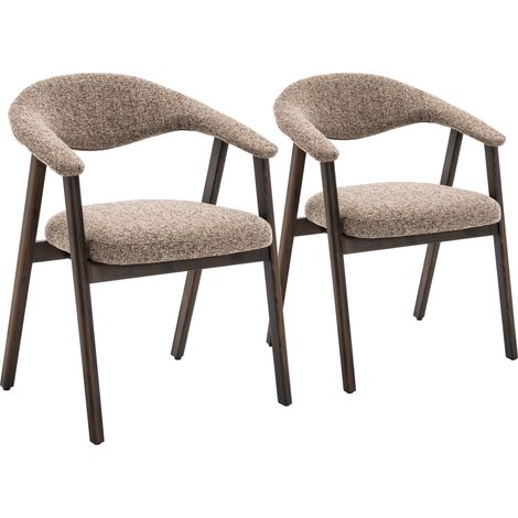 Set aus 2 Stühlen aus Holz in dunkler Nussbaumoptik und meliertem Stoff in Taupe BARBARA (1/5)