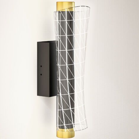 Applique murale d'intérieur avec éclairage LED, design en grille, lampe de chevet à intensité variable, métal, noir (1/5)