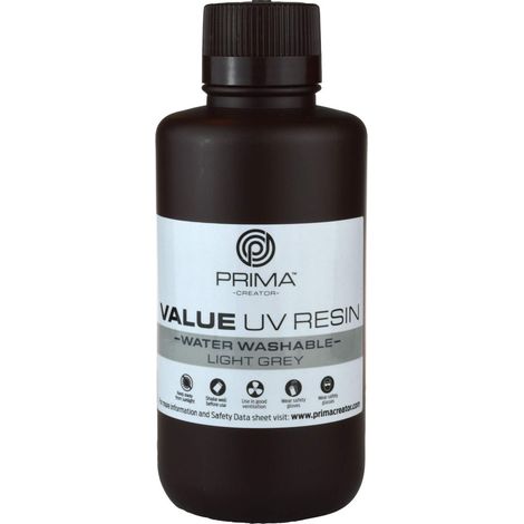 PrimaCreator Value - Resina UV lavabile in acqua, 500 ml, colore: Grigio chiaro