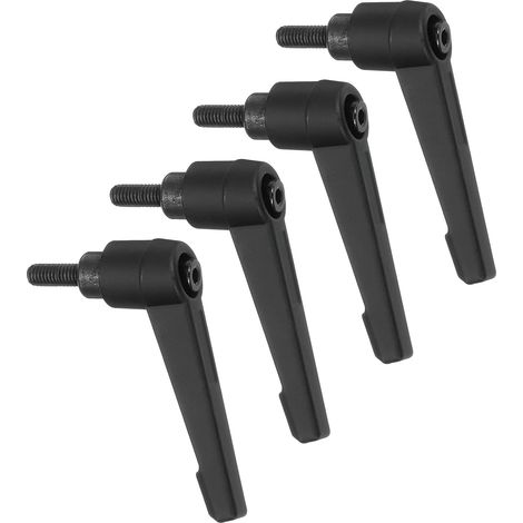 4 Pièces - Poignée De Serrage - Levier À Cliquet - Filetage Mâle M5 - Mécanisme Rapide - Pour Machines-Outils Et Équipements Industriels - Noir - 50x12mm
