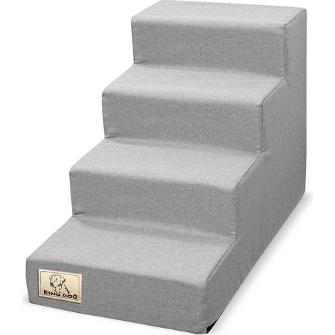 4-stufige abnehmbare Treppe, rutschfest, 60 x 40 x 30 cm, graues Leinen