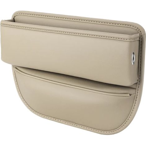 (Beige - 1 pièce) Boîte de rangement neuve pour siège auto, idéale pour combler les espaces entre les sièges. Poche pour portefeuille, téléphone et cigarettes. (1/5)