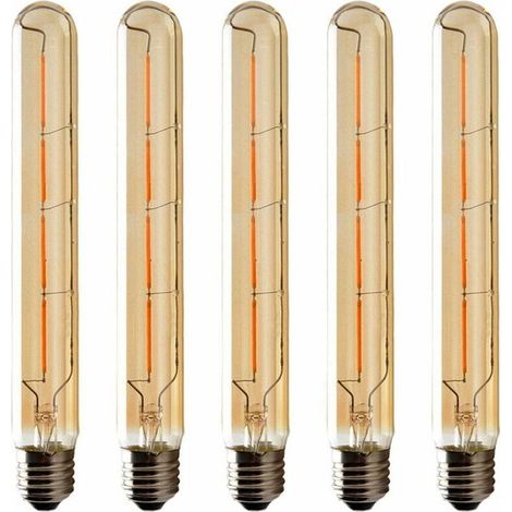 5er-Pack T225-Langröhrenlampen, Edison-LED-Filament, 6 W, E27-Sockel, warmweiß, bernsteinfarbenes Glas, für dekorative Zwecke, 220–240 V Wechselstrom (1/5)