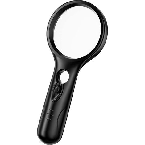 Reading Magnifier, 3X 45X Illuminated Magnifier with 3 LEDs, High Clarity and Lightweight Magnifier, for Reading by the Elderly, Children's Hobbies, Jewelers' Observation, (Black) (1/5)