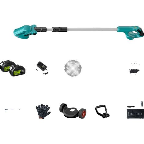 Cortacésped inalámbrico con ángulos de corte ajustables y un juego de 2 baterías. (1/2)