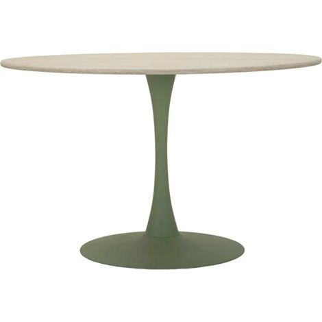 Tavolo da Pranzo Rotondo Verde Crema in MDF Ferro 120x76 cm Soggiorno
