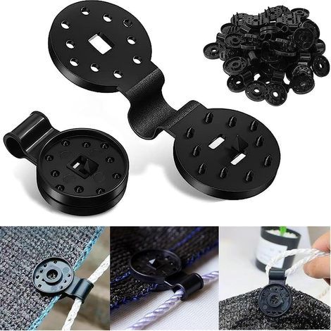 Pinces de fixation pour toile d'ombrage, pinces en plastique pour toile d'ombrage de serre, pinces de fixation résistantes au vent pour auvent et filet d'ombrage (50 pièces) (1/5)
