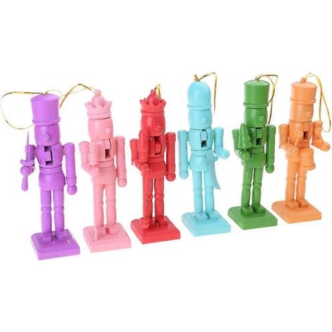 Lot de 6 petits pendentifs décoratifs en bois pour sapin de Noël, pour la maison ou les fêtes. (1/4)