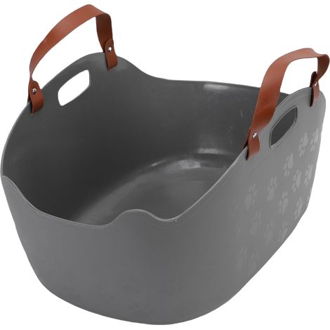 Bac à litière portable pour chat, très grande capacité, résistant aux éclaboussures, panier à litière de voyage gris (1/5)
