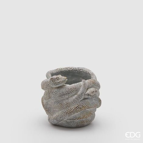 EDG Enzo De Gasperi Vaso in Cemento Snake H 15 Cm D 16 Cm Grey Waterproof
