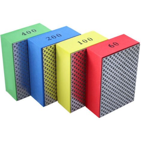 Lot de 4 tampons de polissage diamantés pour carrelage, verre, céramique, blocs de ponçage, polissage 60, 100, 200, 400