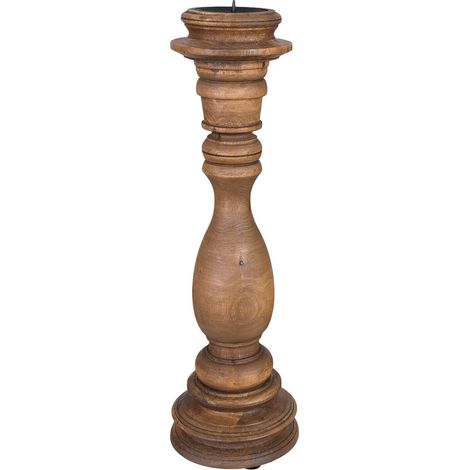 Candelabro de madera acabado artesanal marrón 14x14x45h cm (1/5)