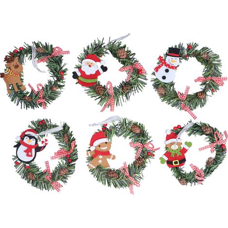 6 Couronnes de Noël Prêtes à Accrocher en PVC Premium Décorations Festives pour Porte Fenêtre Mur (1/5)
