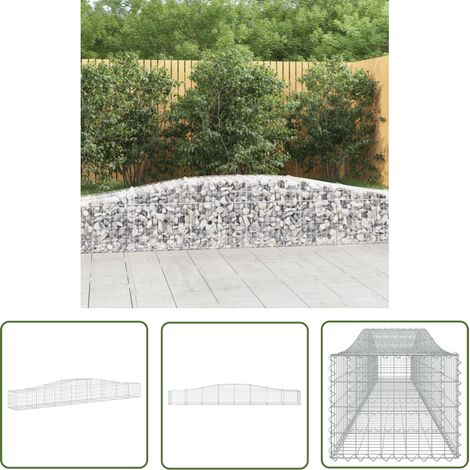 The Living Store Panier de gabions arqué 400x50x40/60 cm Fer galvanisé - Paniers De Gabions - Mur De Gabions - Clôture De Jardin - Décoration Extérieure - Barrieres Jardin (1/5)