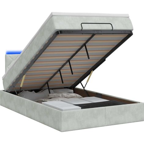 Maison Exclusive - Lit coffre avec matelas et LED Gris clair 120 x 200 cm Velours (1/5)