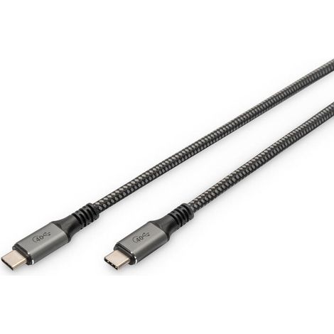 Digitus Cable de conexión USB 4, Tipo C a Tipo C, carcasa de aluminio Nylon Braid 8K/30 Hz, 1 m (1/3)