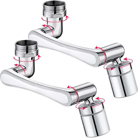 Robinet d'Extension Multifonctionnel Rotatif à 1440 Degrés,  Accessoire de Filtre Robinet, 1080°Mousseur avec Deux Méthodes de Sortie d'eau pour Cuisine Salle de Bain - Argent (Tout Laiton)