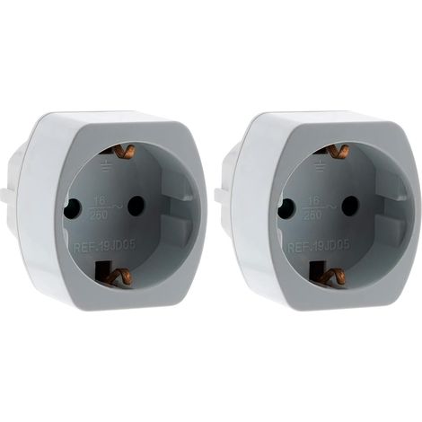 Adaptateur Électrique Mâle Femelle Schuko - Lot De 2 - Blanc - Pour Appareils Européens (1/5)