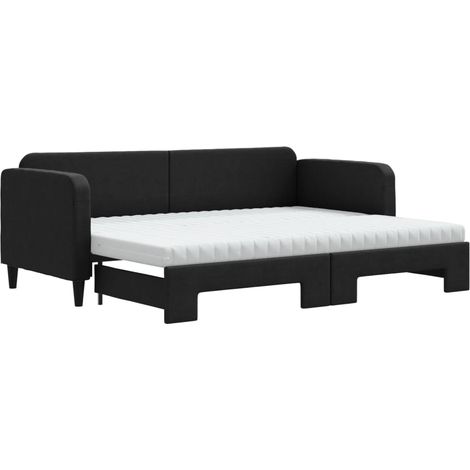 Maison Exclusive - Lit de jour avec lit gigogne et matelas noir 80x200 cm tissu
