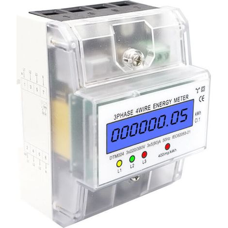 Digital Electricity Meter - Three-phase 4-wire electricity meter, 3x220/380V 5(80) A calibrated electricity meter, DIN rail energy meter, calibrated electricity meter (1/5)