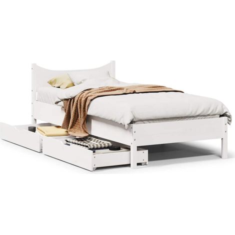 Estructura cama con cajones madera maciza pino blanco 75x190 cm (1/5)