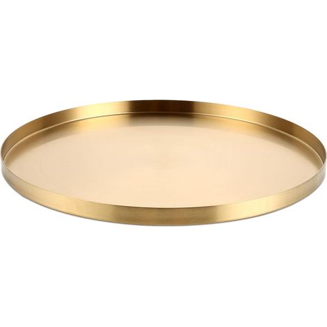 2 Plateaux, Acier inoxydable, Doré, Diamètre 32cm,, Décoration, Maison, Fêtes (1/5)