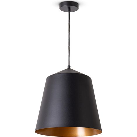 Paco Home Sospensione Soggiorno Tavolo Da Pranzo Cucina Paralume Industriale  Luce a sospensione - Nero, Oro (Ø32.5 cm)