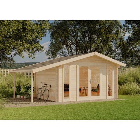 Abri de jardin Alpholz Mirko Modern D Naturel , 40 mm Épaisseur paroi 521 x 350 cm