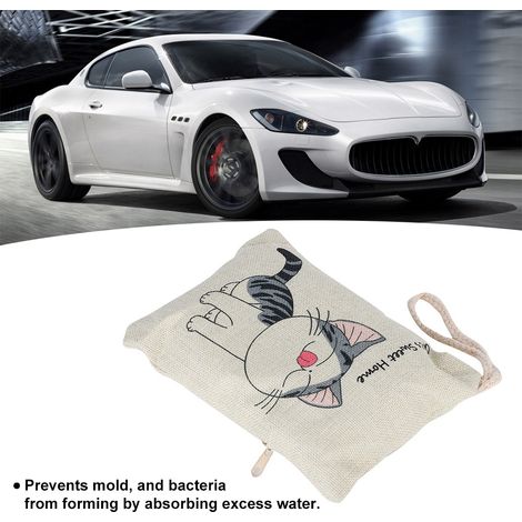 Sachet purificateur d'air au charbon de bambou, motif chat, désodorisant naturel pour intérieur de voiture (3) (1/5)