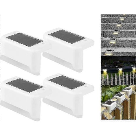 Lot de 4 lampes solaires LED pour terrasse, marches et clôtures extérieures, étanches. Compatibles avec les escaliers et clôtures extérieures. (1/5)