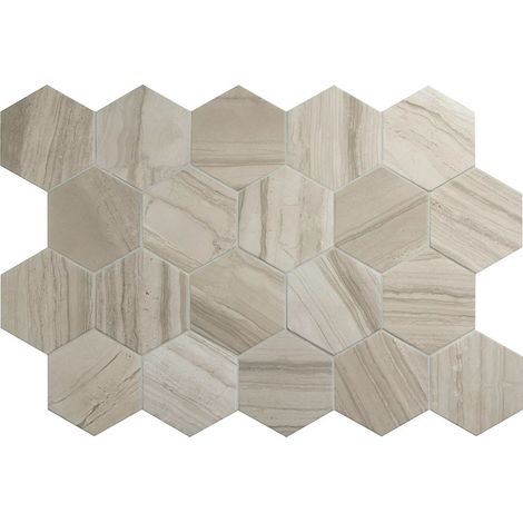 Carrelage grès cérame effet pierre hexagonal LITHOS Hexagone 11.6x10.1cm Beige - Naturel - boîte de 0.44 m2 Hexagone 11.6x10.1 cm Beige - Naturel -