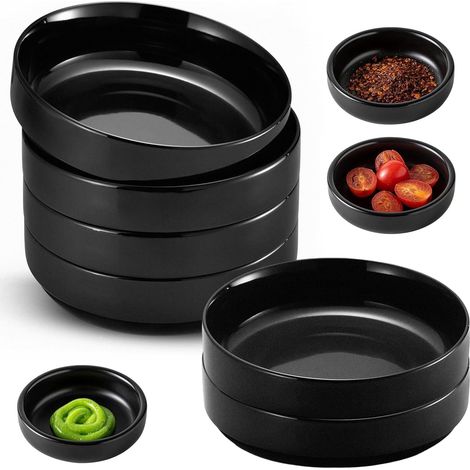 cuencos para salsas - cuencos redondos para tapas y salsas de 8,6 x 2,5 cm - mini cuencos para salsas - cuencos para salsa de soja - taza de espresso negra mate - salsa de soja - 8,6 x 2,5 cm (1/3)