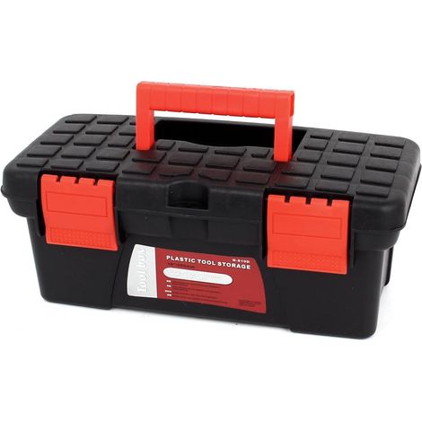 Schwarzer roter Kunststoff 2 Schichten Mehrzweck-Hardware-Werkzeugkasten 250mmx120mmx100mm (1/3)