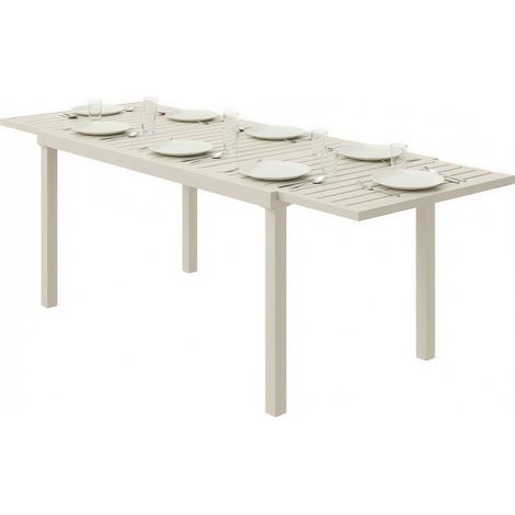 Outsunny Tavolo da Giardino Allungabile, 6-8 Persone, Piano Doghe, Bianco