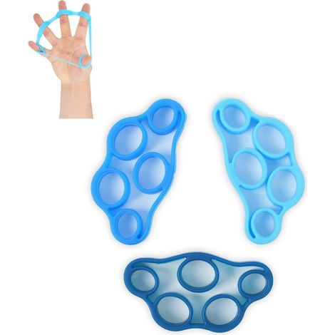 Étireur de doigts et bande de résistance pour les mains, appareil d'exercice pour extenseurs de doigts, entraîneur de renforcement de la préhension (3 pièces) (1/3)