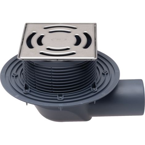 Scarico per balconi e terrazzi DN 75 orizzontale con clapet antiodore resistente al gelo, 145x145mm / 138x138mm