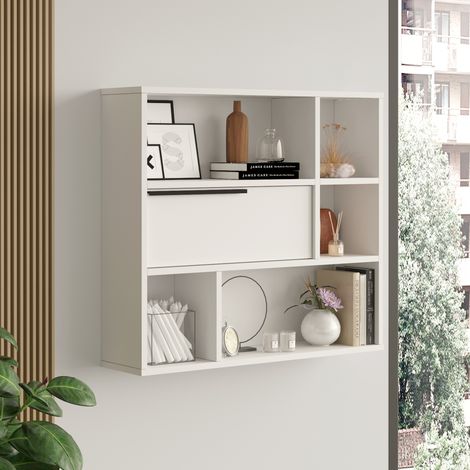 Étagère murale Vesanto 90 x 22 x 81 cm blanc noir [en.casa] (1/5)