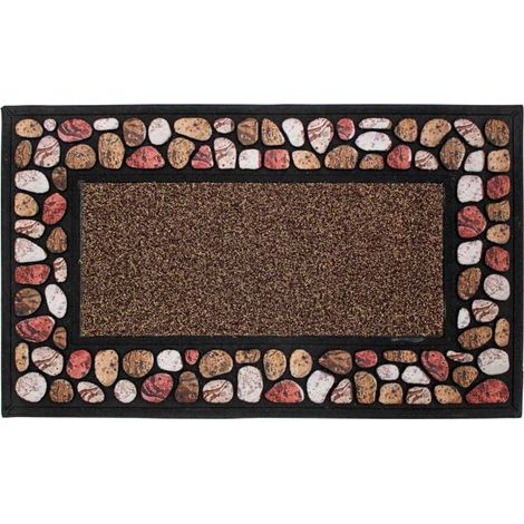 Tapis d'Entrée Imprimé "Cailloux" 45x75cm Naturel