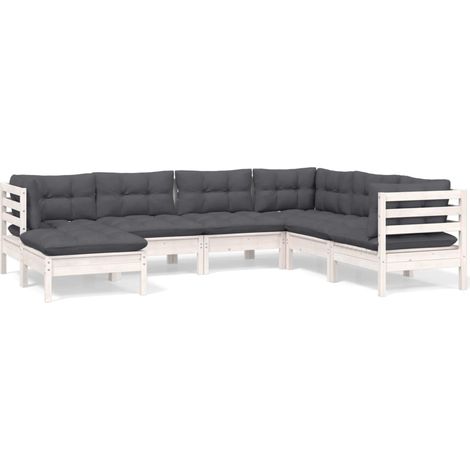 Maison Exclusive - Muebles de jardín 8 pzas con cojines blanco ma (1/5)