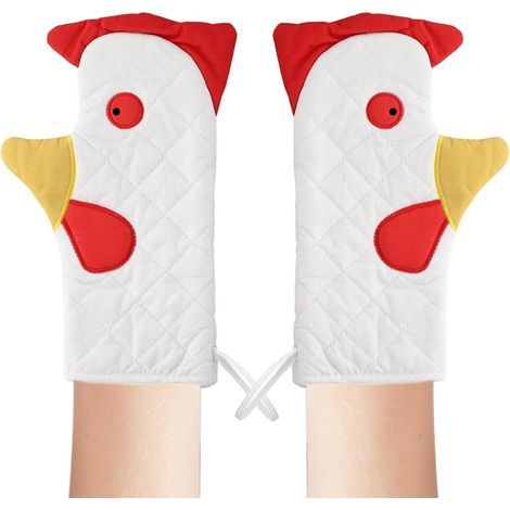 Gants de cuisine lavables et mignons, motif coq, résistants à la chaleur, pour la cuisine (1/5)