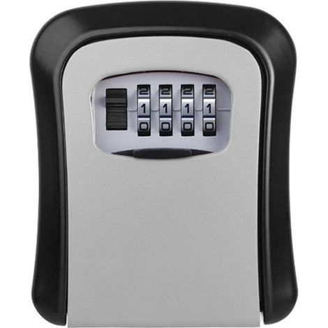 Wall-mounted key box, weatherproof and waterproof, secure storage box for keys and cards, grey. (1/5)