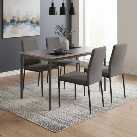 Table à manger 120x70x75 cm gris et détail naturel - MIRLEY